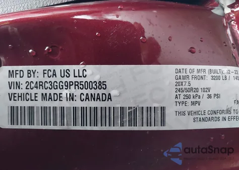 2023 Chrysler Pacifica Limited Awd z USA, uszkodzony, nr VIN 2C4RC3GG9PR500385